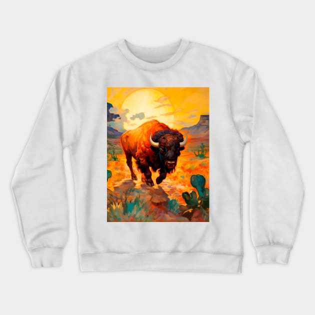 American bison Crewneck Sweatshirt by artmysterious